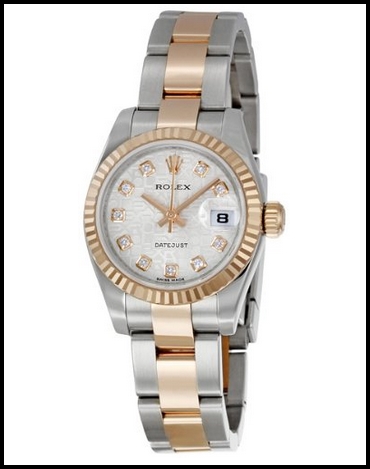 Rolex Datejust Silver Jubilee Diamond Dial 18k Rose Gold Fluted Bezel Ladies Replica Watch 179171SJDJ