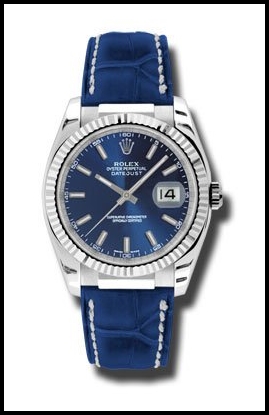 Rolex Datejust Blue Dial 18k White Gold Case Blue Leather Mens Replica Watch 116139BLSL Review